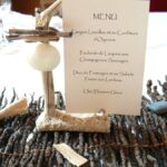 mariage bois flotté, menu bois et coquillage