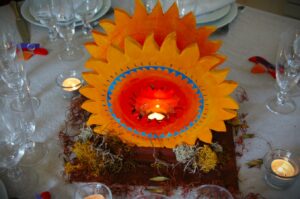 mariage Mexique centre de table soleil en argile photophore