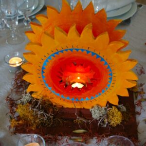 mariage Mexique centre de table soleil en argile photophore