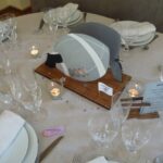 mariage rugby danse, centre de table photophore
