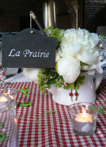 mariage campagne, centre de table arrosoir fleuri