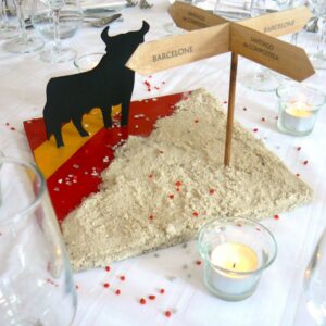 mariage tour du monde, centre de table espagne