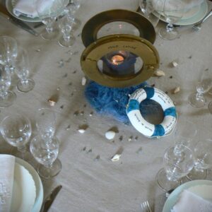 mariage voile centre de table hublot photophore vue d