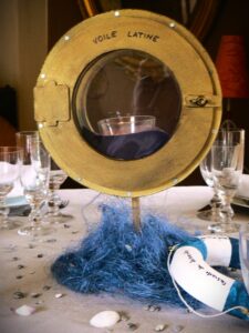 mariage voile centre de table hublot photophore