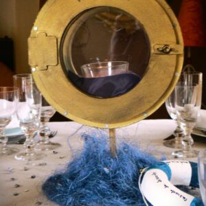 mariage voile centre de table hublot photophore
