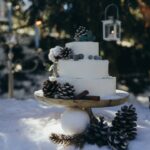 mariage à la neige, gâteau des mariés givré