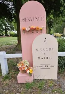 pannea d'accueil mariage coloré personnalisée en peinture