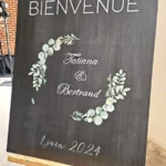 mariage grands vins, panneau de bienvenue personnalisé